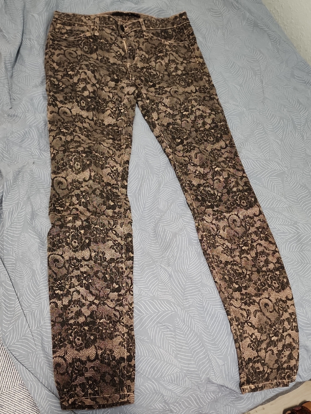 Joe's Jeans Brown Lace-Print Skinny Pants